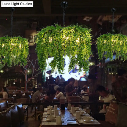 Industrial Green Plant Design Metal Chandelier Light Fixture - 5 Lights, 21.5"/25.5" Wide