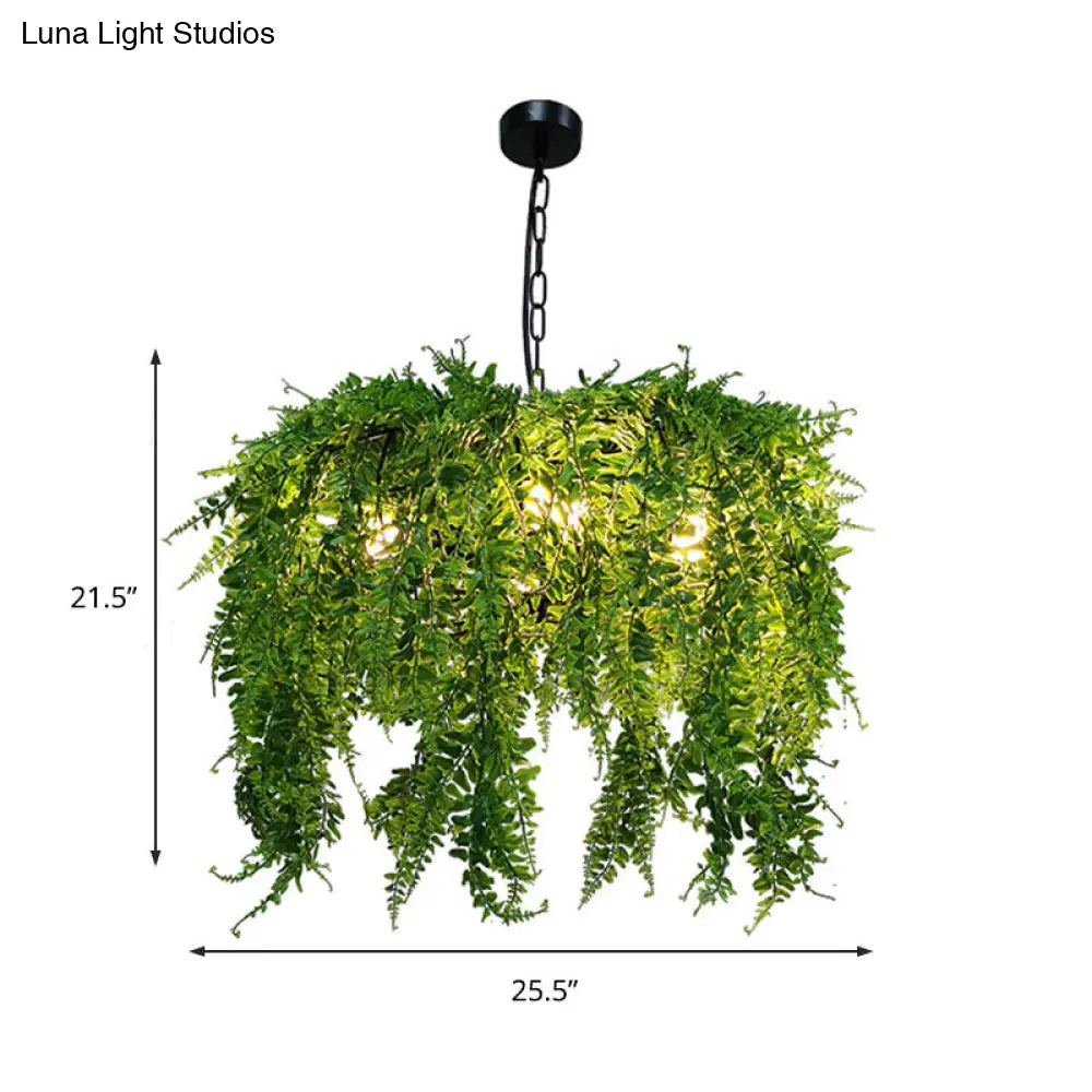 Industrial Green Plant Design Metal Chandelier Light Fixture - 5 Lights, 21.5"/25.5" Wide