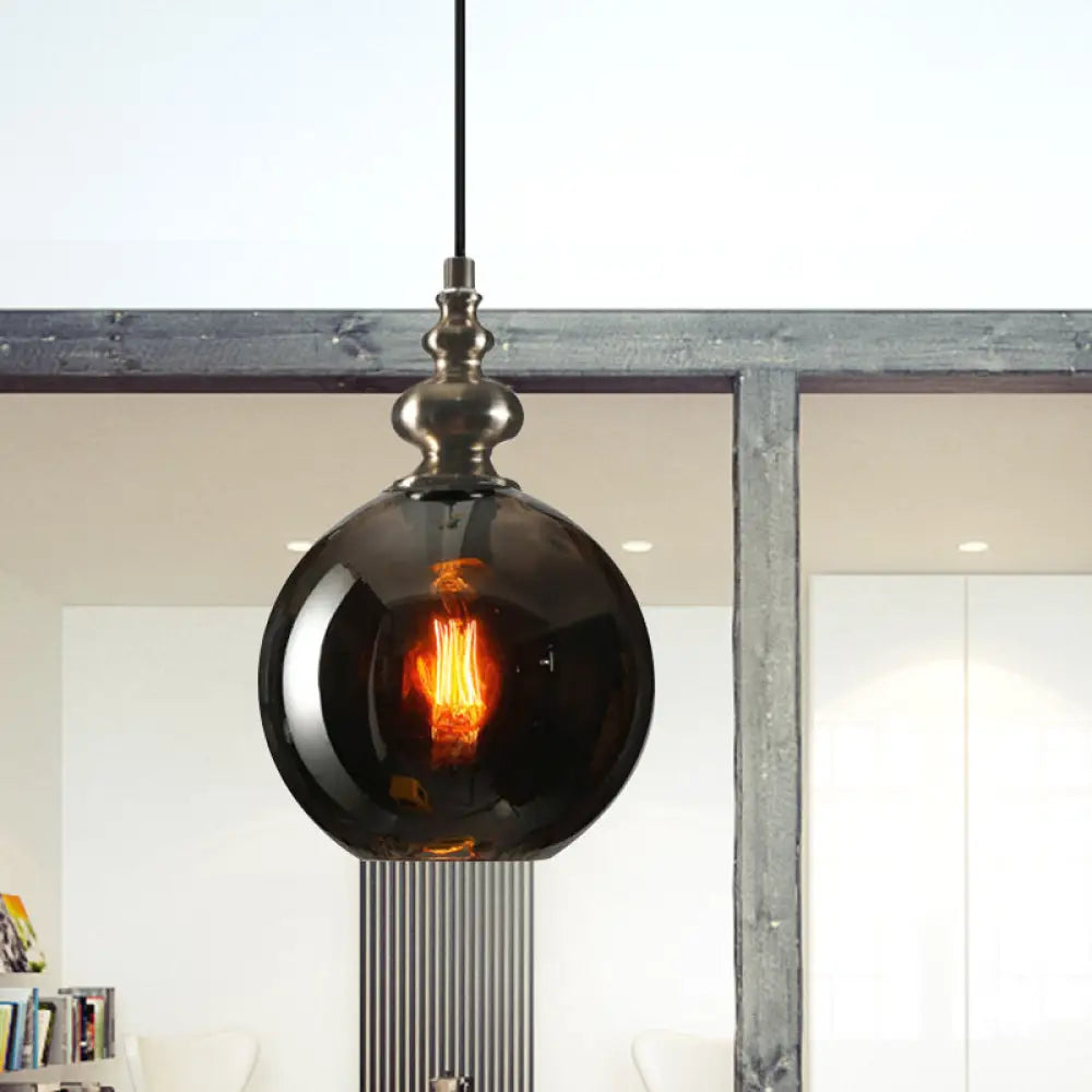 Industrial Grey/Clear/Amber Dimpled Glass Pendant Light with Single Bulb