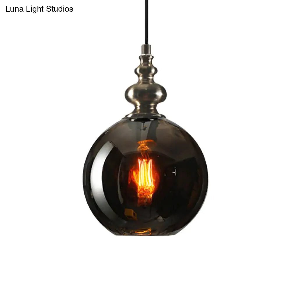 Industrial Grey/Clear/Amber Dimpled Glass Pendant Light with Single Bulb