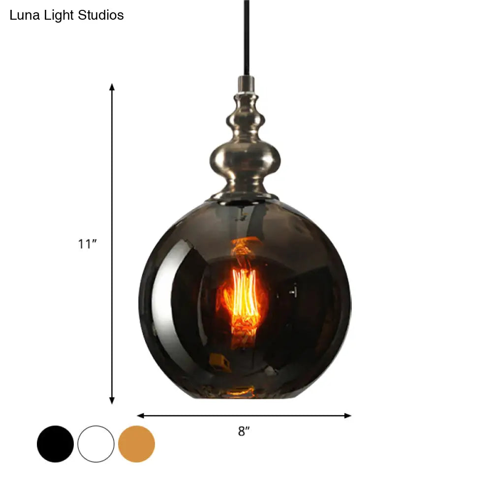 Industrial Grey/Clear/Amber Dimpled Glass Pendant Light with Single Bulb