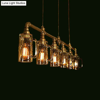 DecorBites™ Industrial Hanging Beer Mug Bar Light with Clear Glass and 6 Gold Bulbs