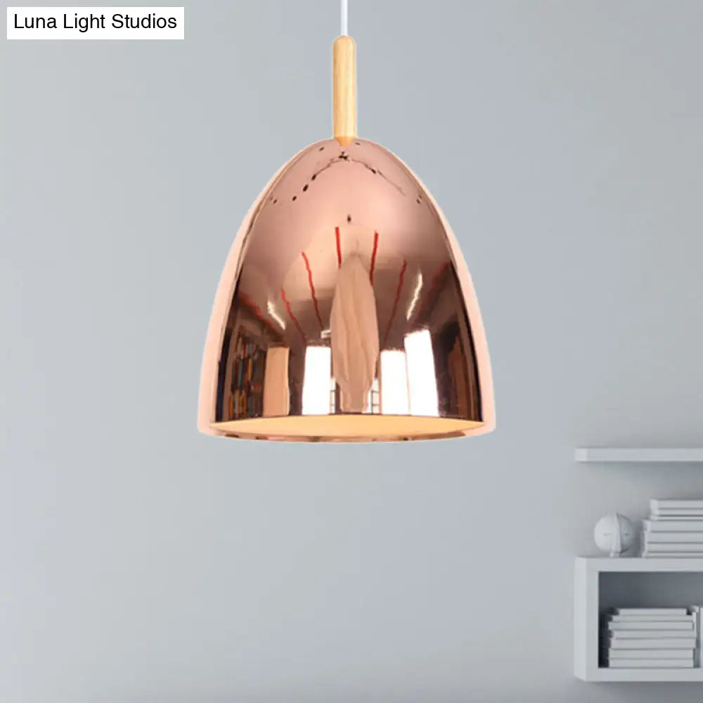 Industrial Hanging Lamp with Electroplated Metal Shade - Single Light Pendant