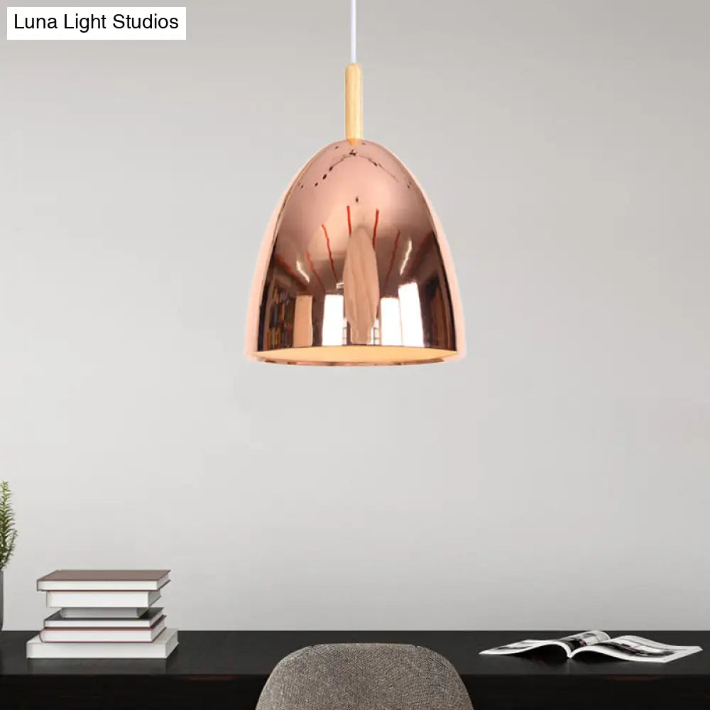 Industrial Hanging Lamp with Electroplated Metal Shade - Single Light Pendant