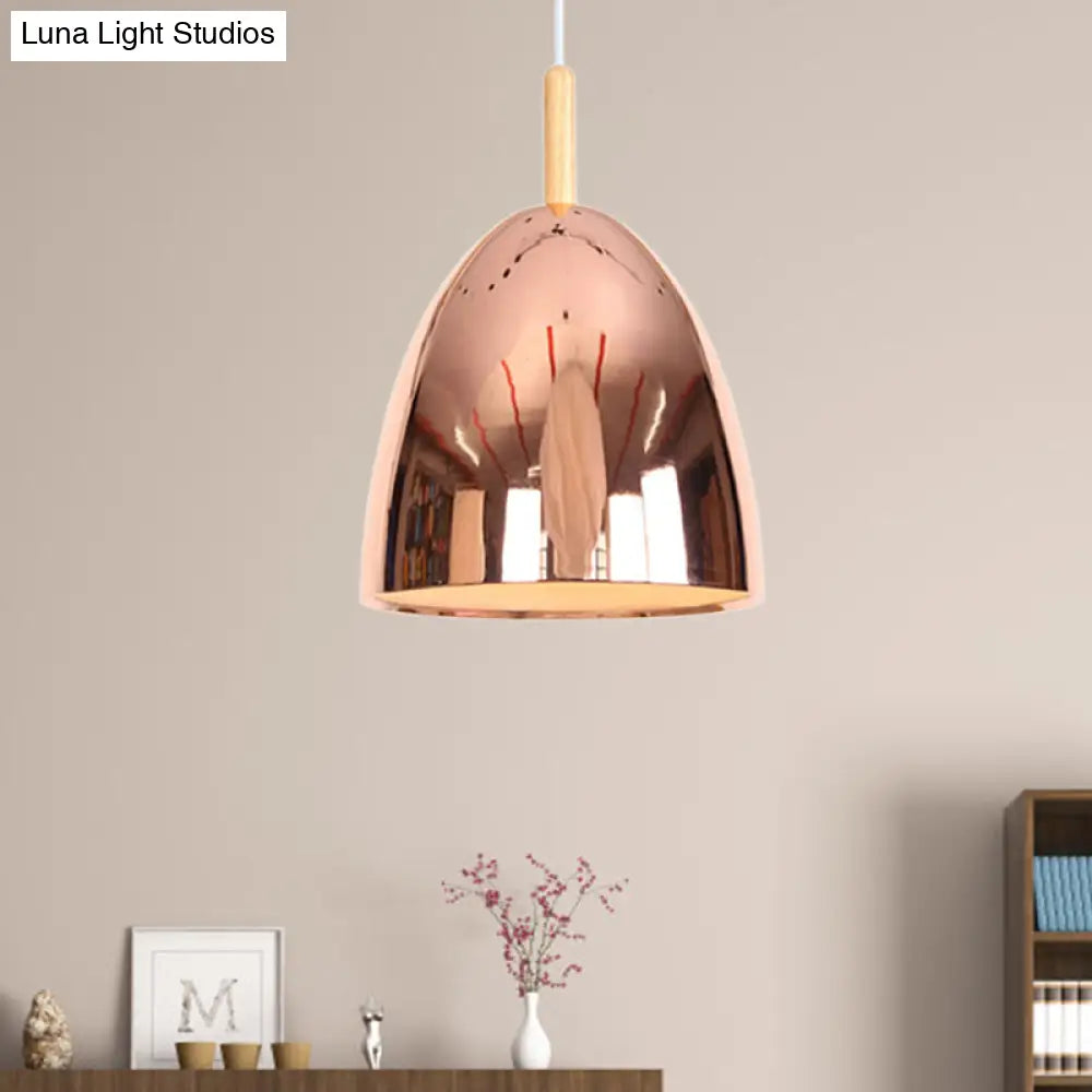 Industrial Hanging Lamp with Electroplated Metal Shade - Single Light Pendant