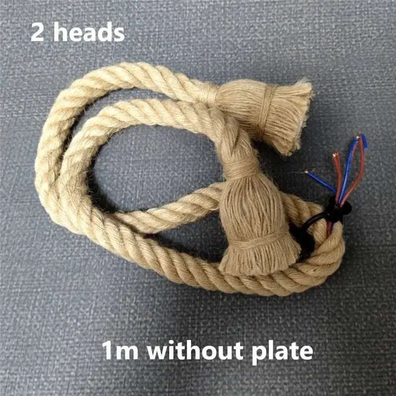 Beige industrial hemp rope pendant light with braided design, tasselled ends, and exposed wiring for living room decorbites decor