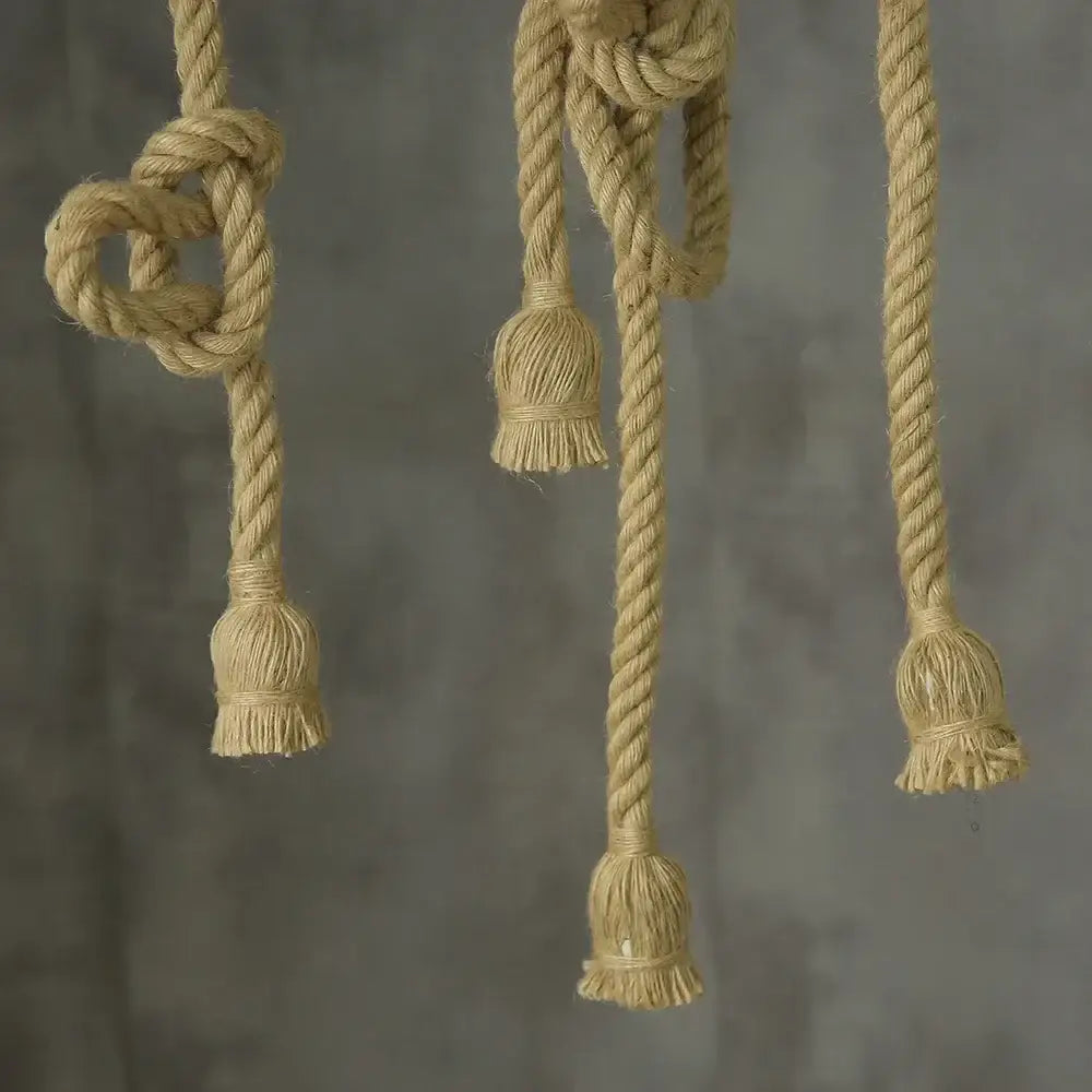 Natural beige hemp rope pendant light with twisted tassels knotted and fringed for living room decorbites pendant lights