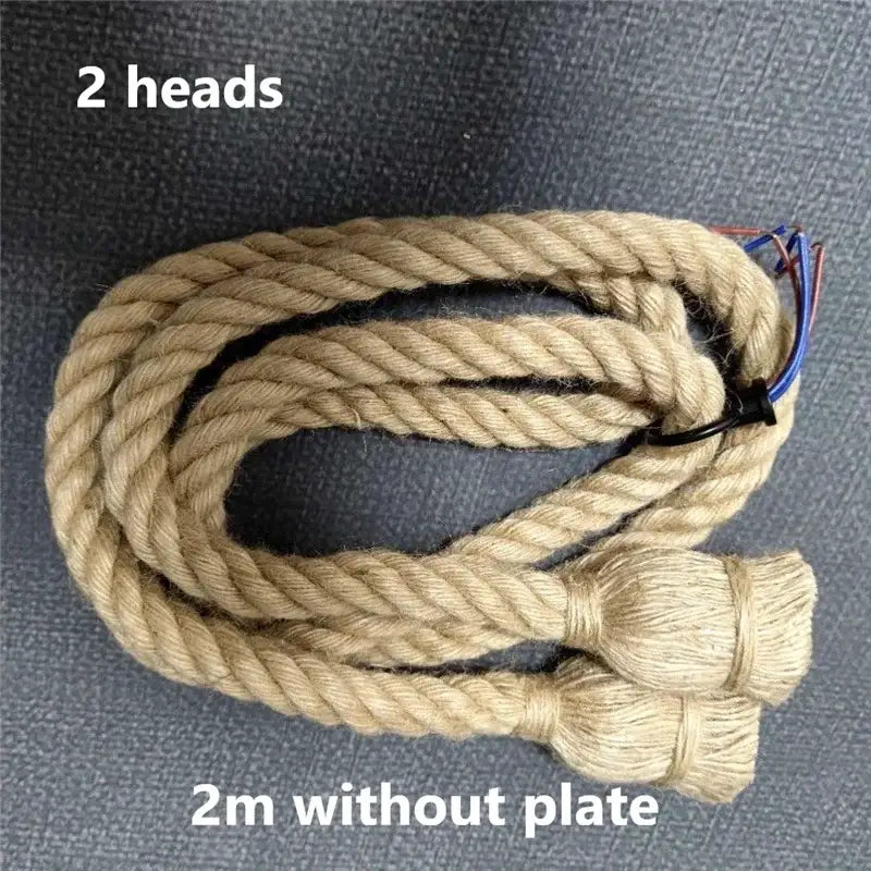 Natural beige decorbites hemp rope pendant light with knotted ends and exposed wiring for living room decorbites pendant lights