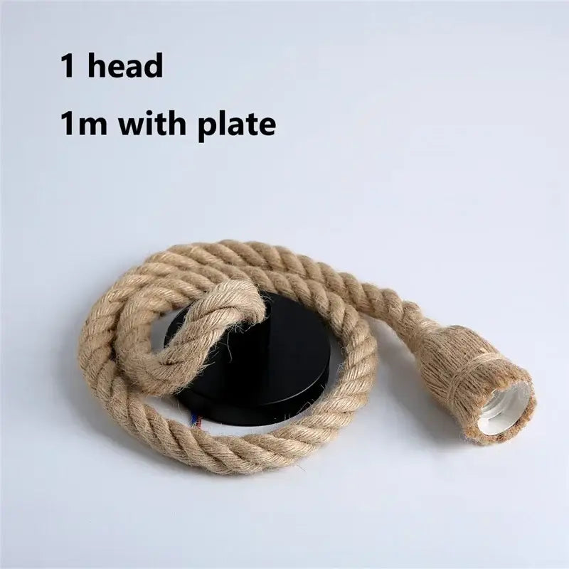 Industrial hemp rope pendant light with natural fiber rope and black mounting plate perfect for living room decorbites hemp rope pendant lights