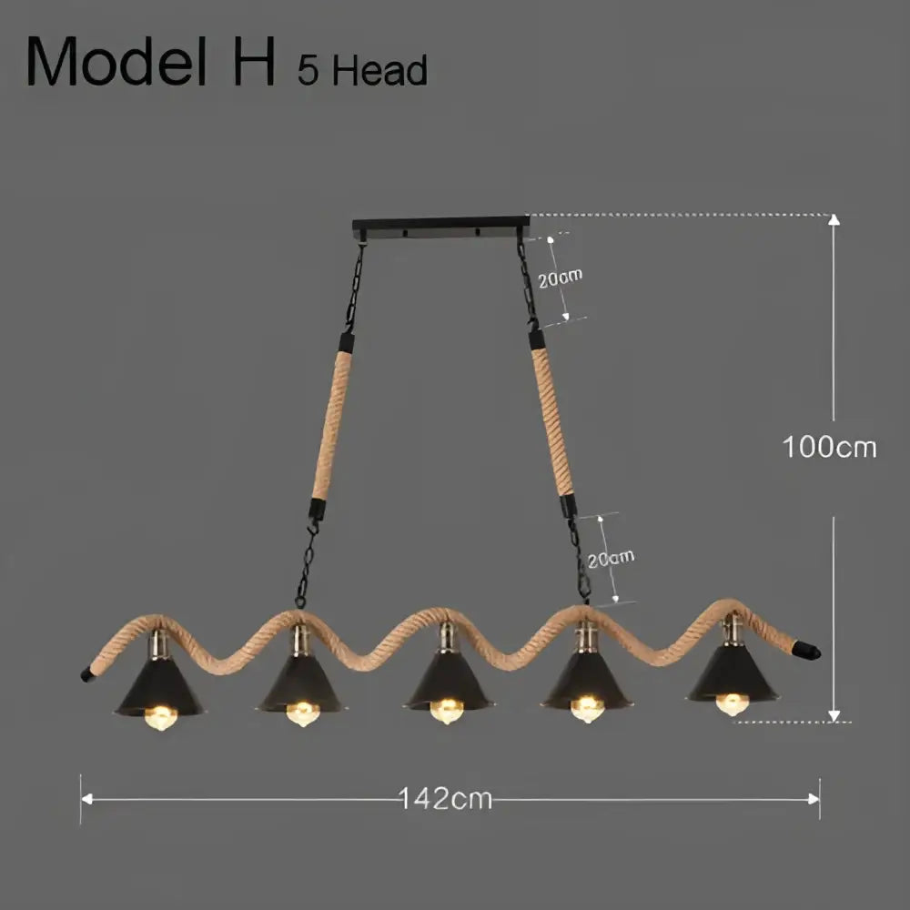 Industrial hemp rope pendant light with four black metal shades and natural rope detailing for kitchen decorbites industrial hemp