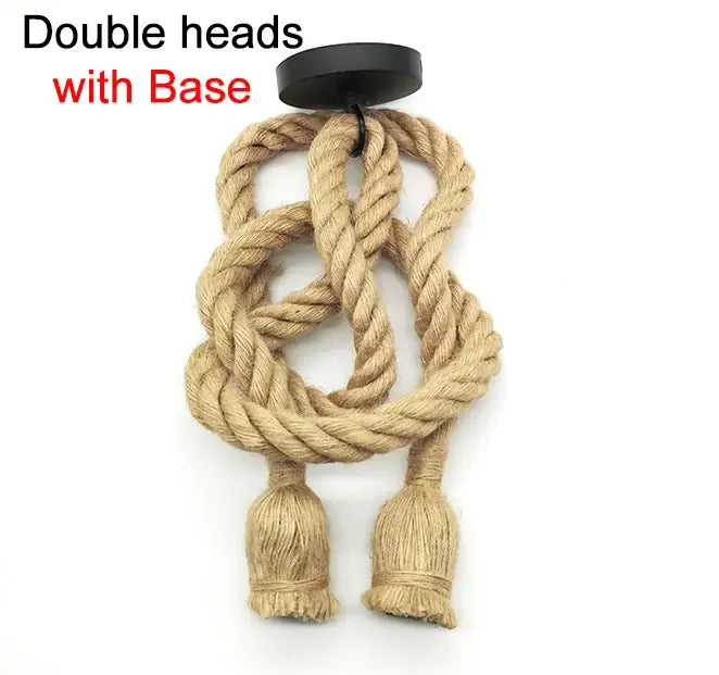 Natural fiber hemp rope pendant light with black base and double heads ideal for industrial kitchen decorbites pendant lights