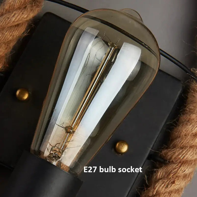 Vintage-style amber glass filament bulb in e27 socket for decorbites hemp rope wall lamp living room sconce