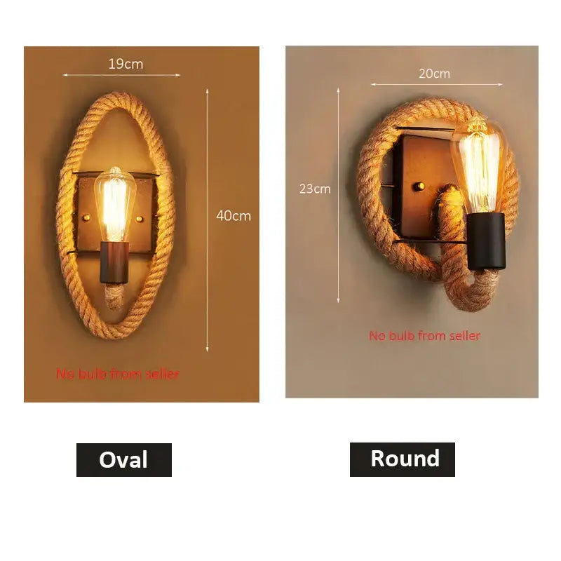 Industrial hemp rope wall lamp with rope-wrapped sconce and vintage filament bulb for living room decorbites hemp rope