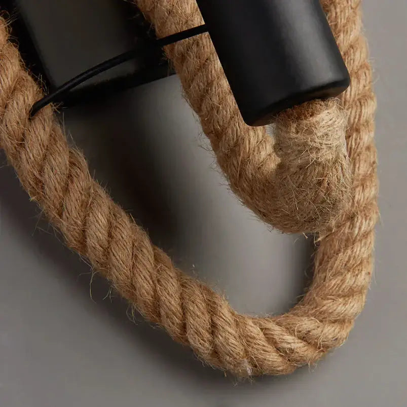 Industrial hemp rope wall lamp with black metal fixture decorbites hemp rope sconce for living room decor