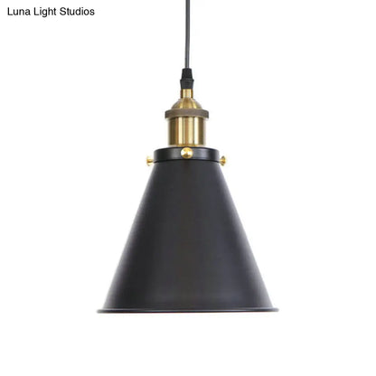 Industrial Horn Shaped Pendant Light in Rust/Copper/Brass - 1-Light Bedside Fixture