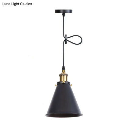 Industrial Horn Shaped Pendant Light in Rust/Copper/Brass - 1-Light Bedside Fixture