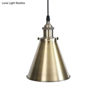 Industrial Horn Shaped Pendant Light in Rust/Copper/Brass - 1-Light Bedside Fixture