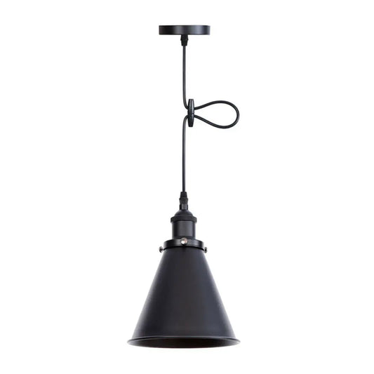 Industrial Horn Shaped Pendant Light in Rust/Copper/Brass - 1-Light Bedside Fixture