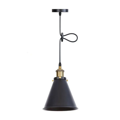 Industrial Horn Shaped Pendant Light in Rust/Copper/Brass - 1-Light Bedside Fixture