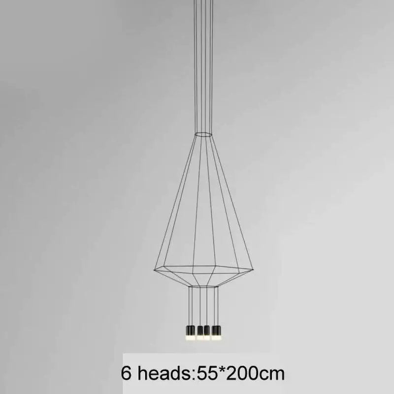 Black geometric industrial iron art pendant light with six illuminated heads for dining room decorbites industrial iron