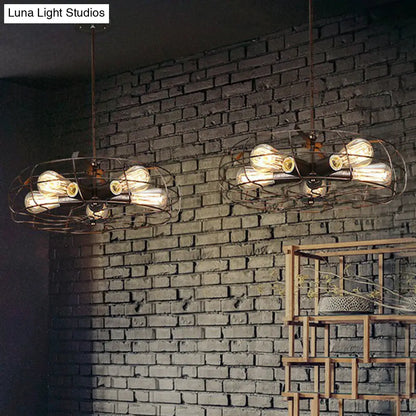 Industrial Iron Cage Hanging Lamp | 5-Light Chandelier for Bedroom