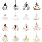 Geometric wireframe pendant lamp in black white rose gold and brass iron cage finishes for kitchen dining room decorbites industrial iron