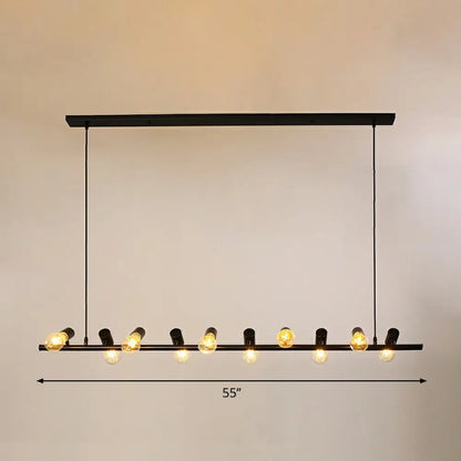 ديكوربايتس™ مصباح سقف صناعي من الحديد: مصباح معلق أسود اللون لجزيرة غرفة الطعام