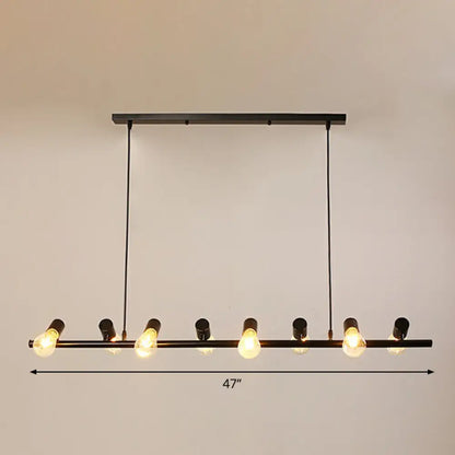 ديكوربايتس™ مصباح سقف صناعي من الحديد: مصباح معلق أسود اللون لجزيرة غرفة الطعام