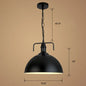 Industrial Iron Dome Hanging Light Black Finish Pendant for Dining Room with Ventilation