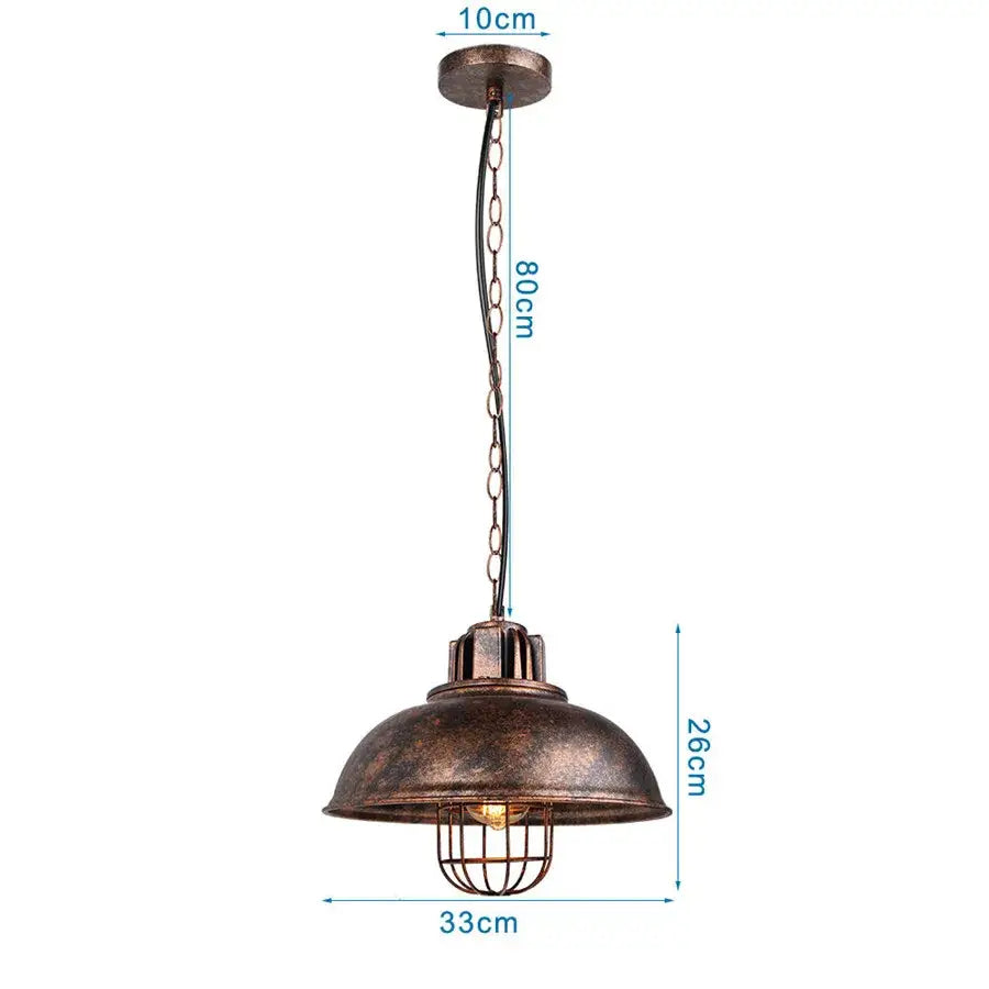 Antique bronze finish iron dome industrial pendant light with wire cage for kitchen cafe decor by decorbites