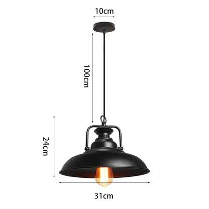 Black matte decorbites iron dome pendant light with exposed Edison bulb for industrial kitchen cafe decor