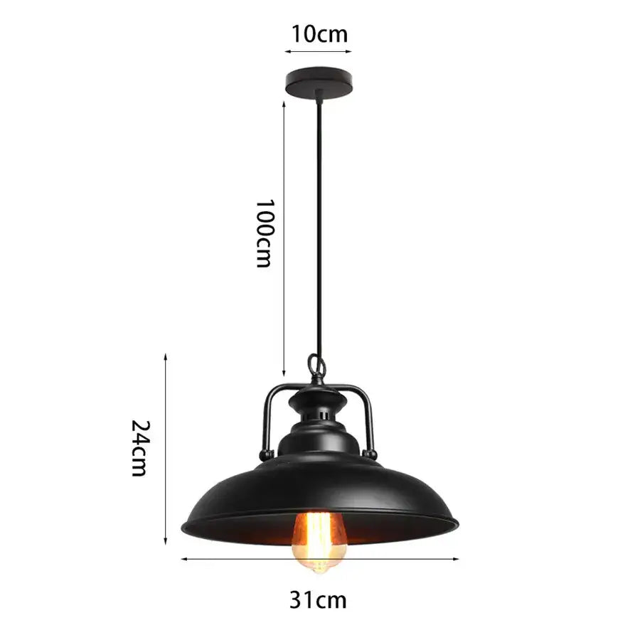 Black matte decorbites iron dome pendant light with exposed Edison bulb for industrial kitchen cafe decor