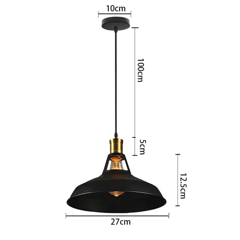 Black metal pendant light with brass-finished socket and exposed edison bulb for industrial iron dome decorbites iron dome