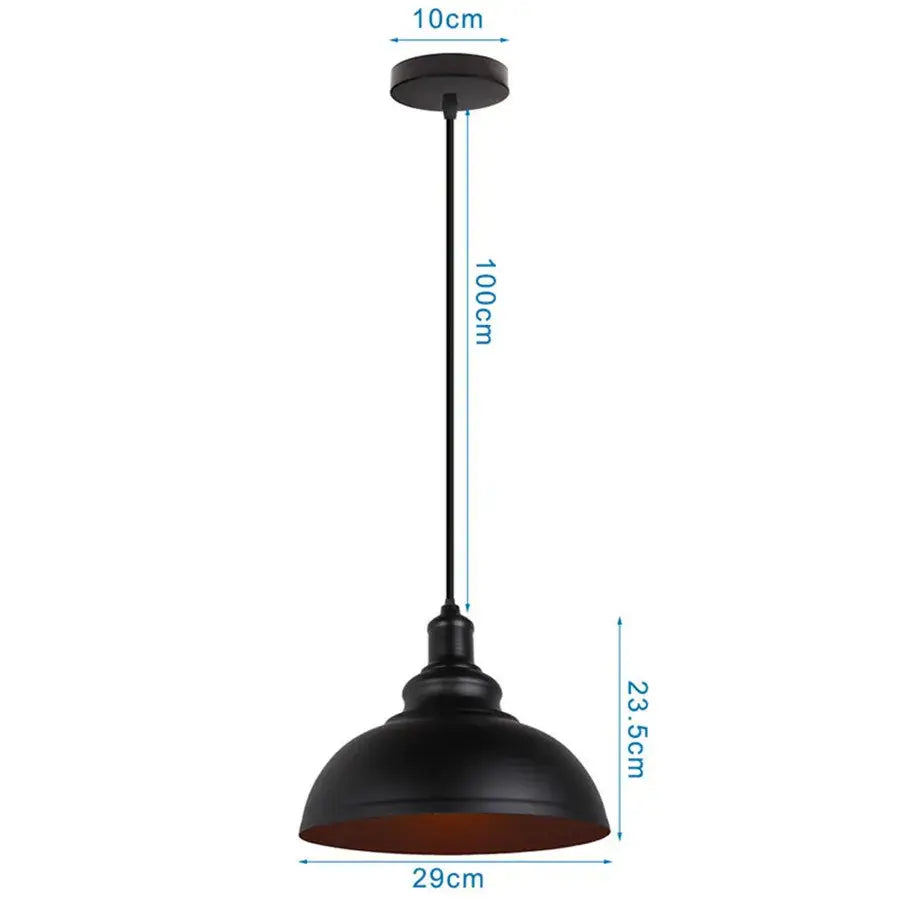 Black iron dome industrial pendant light with matte finish and copper interior for kitchen cafe decorbites decor