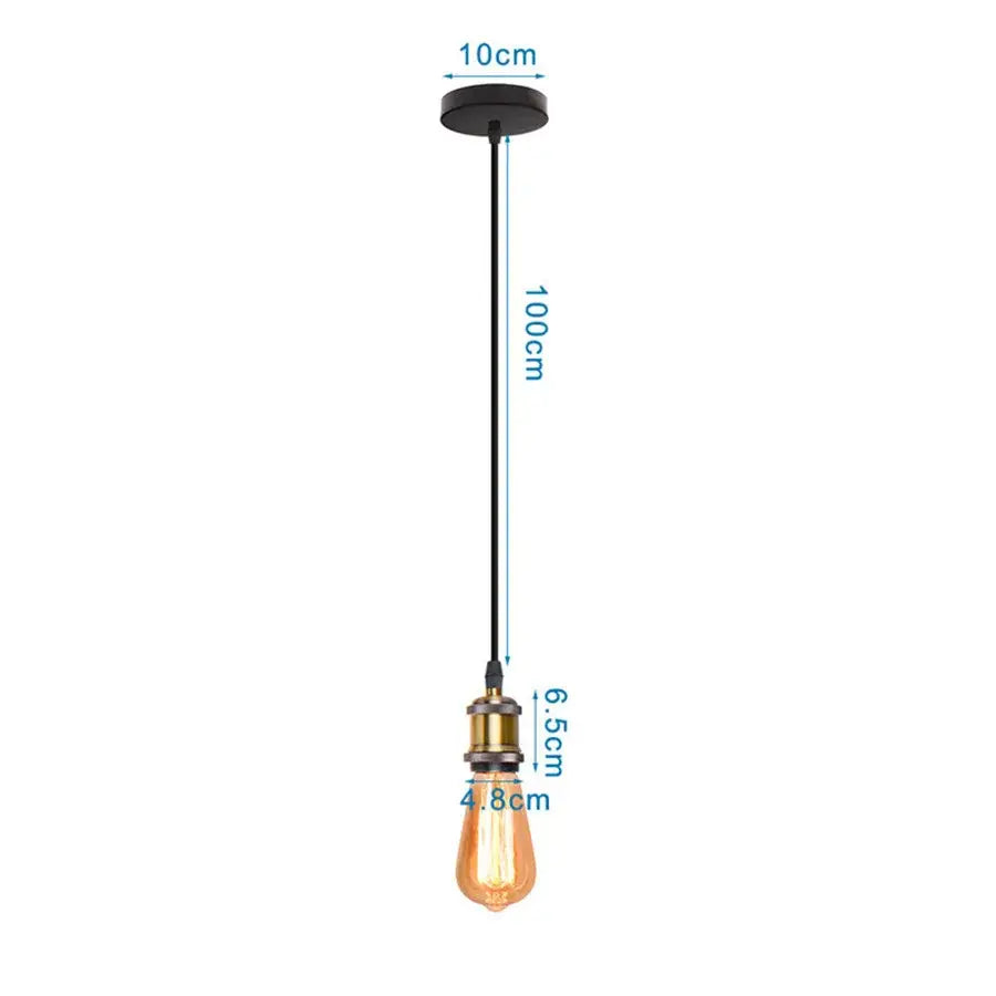Industrial iron dome pendant light with black ceiling mount brass base and amber glass bulb for kitchen cafe decor