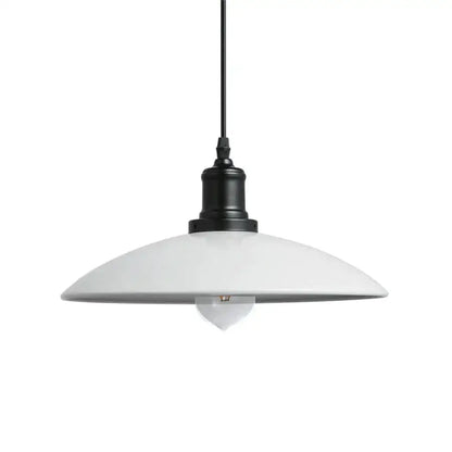 White enamel pendant light with black metal fixture and cord for industrial iron dome kitchen cafe decorbites pendant light
