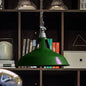 Industrial Iron Hanging Lamp - Pot-Lid Dining Table Pendant Light with 1 Head in White/Green