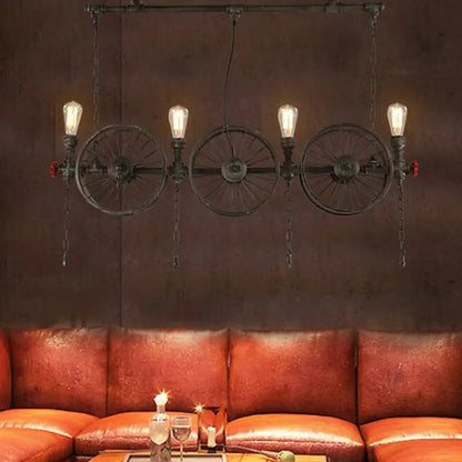 وحدة إضاءة معلقة من الحديد الصناعي DecorBites™ - أنابيب دائرية، رأسان/ثلاثة/أربعة، لون أسود - لجزيرة غرفة المعيشة