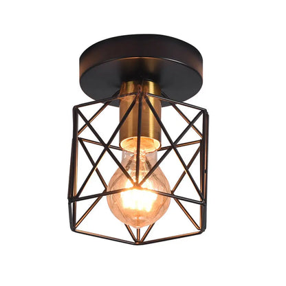 DecorBites™ DecorBites™ Industrial Iron Hexagonal Balcony Ceiling Light - Semi Flush Mount Fixture with 1-Bulb