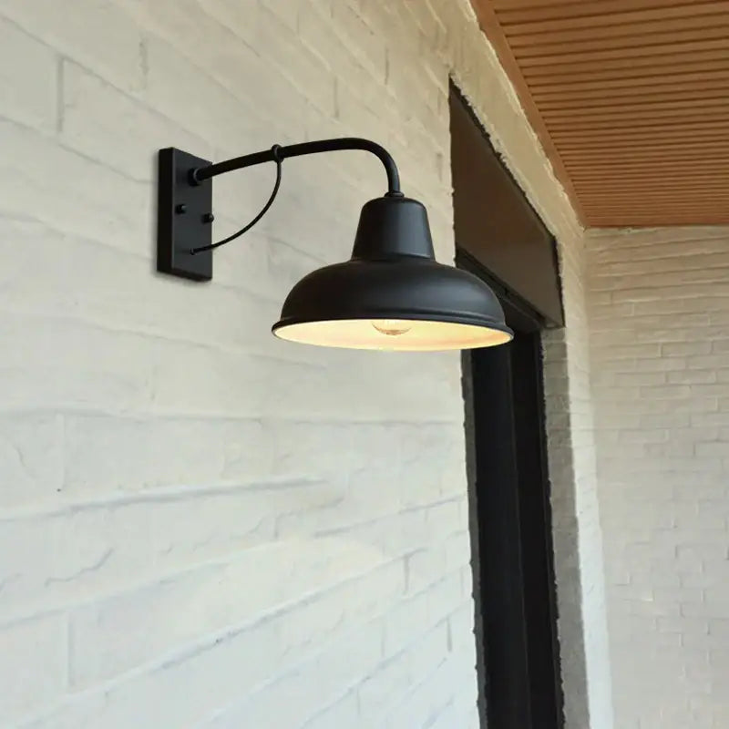Black wrought iron outdoor garden wall lamp with matte finish and classic industrial design for porch decorbites iron outdoor