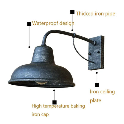 Industrial iron outdoor garden wall lamp with black iron pipe and high-temperature baked finish for porch decorbites wall lamp