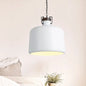 Industrial Iron Pendant Light Fixture - Bucket Restaurant 1 Bulb Suspension Lamp (Black/White)