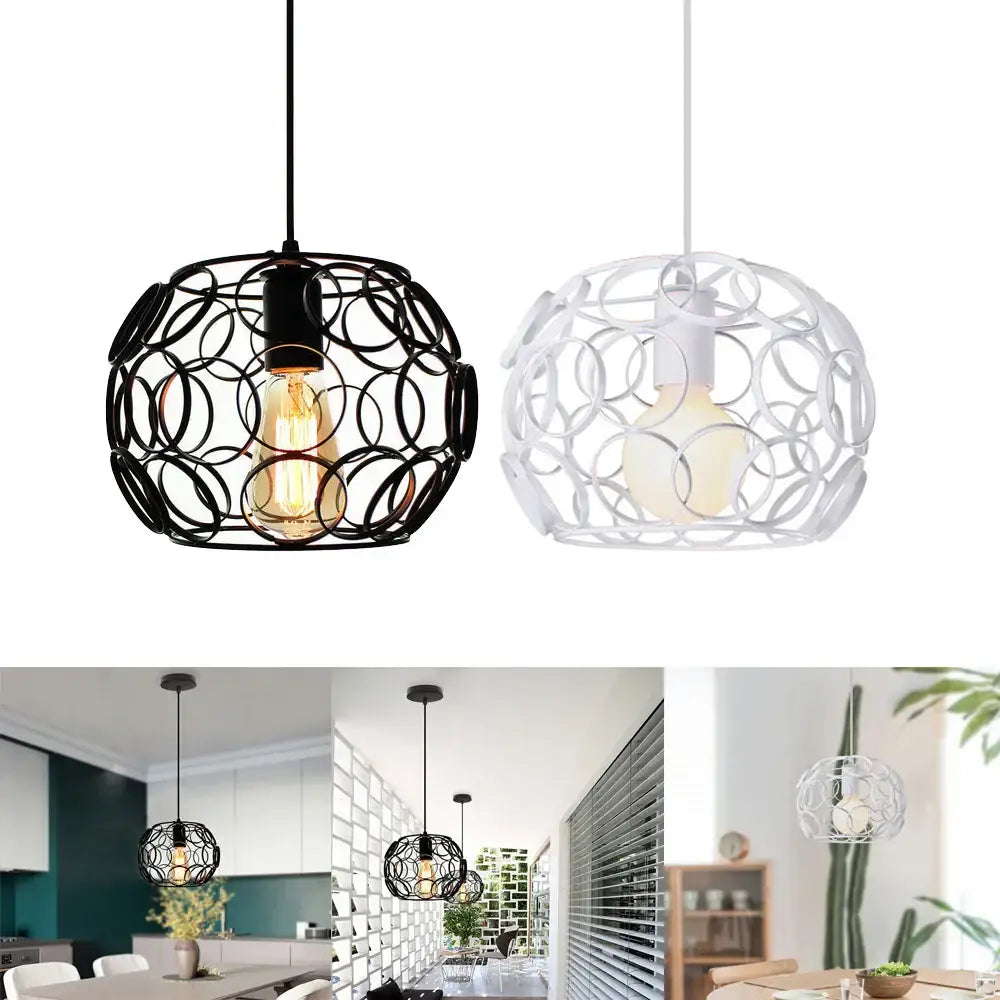 Black and white spherical pendant lights with intricate wireframe design decorbites industrial iron pendant for dining room