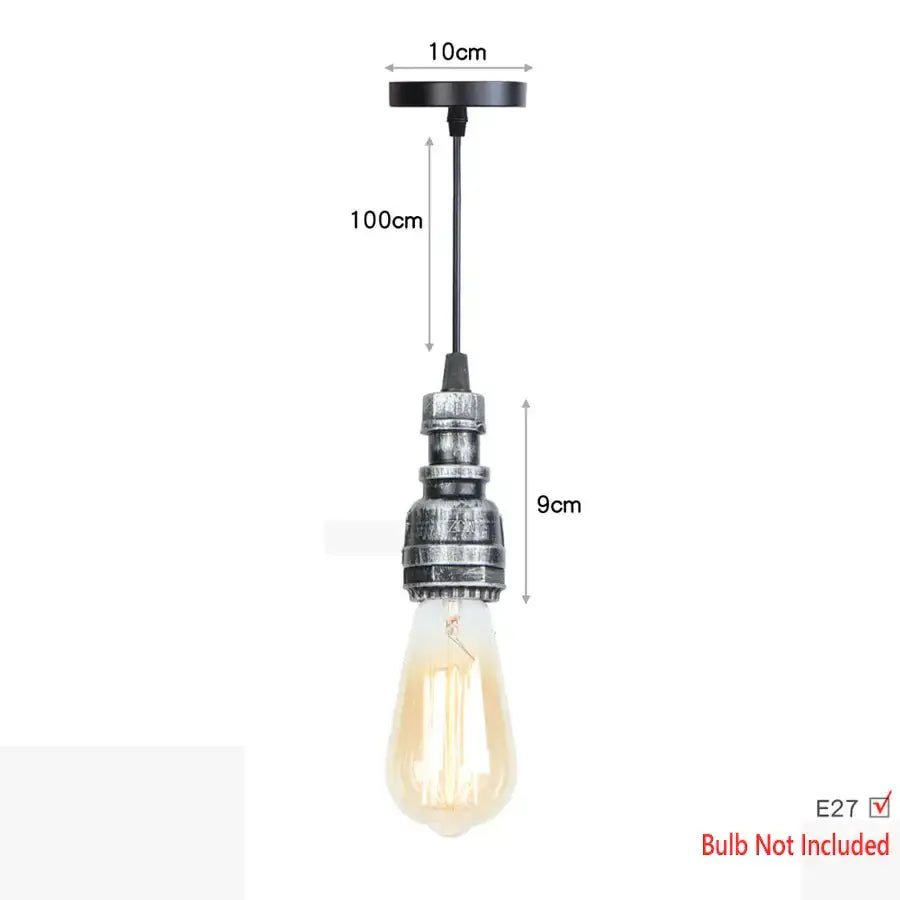 Industrial iron pipe pendant light with black metal fixture and exposed filament bulb for kitchen decorbites iron pipe