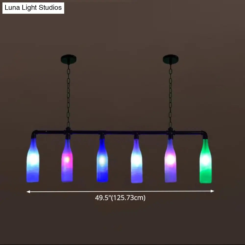 DecorBites™ Industrial Iron Pipe Wine Bottle Pendant Light - Multi-Color Island Lamps