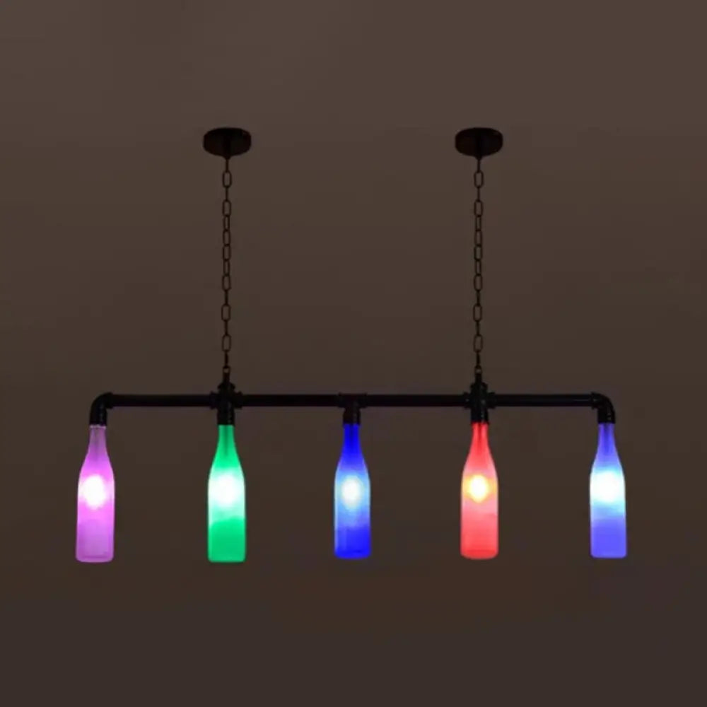 DecorBites™ Industrial Iron Pipe Wine Bottle Pendant Light - Multi-Color Island Lamps
