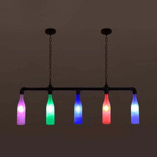 DecorBites™ Industrial Iron Pipe Wine Bottle Pendant Light - Multi-Color Island Lamps
