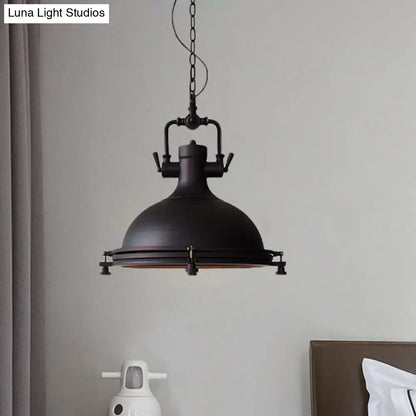 Industrial Iron Pot Pendant Light - Matte Black, Single Hanging Lamp Kit for Dining Table, 12.5"/16" Width