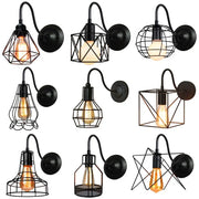 Black metal cage wall sconce with exposed Edison bulbs industrial iron wall decorbites industrial iron wall fixture