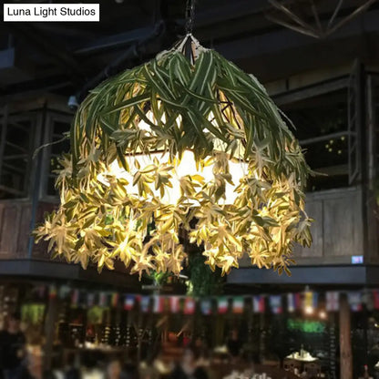 Industrial LED Pendant Lamp in Burst/Barn/Birdcage Design, Pink/Green/Purple Finish Iron, for Bistro